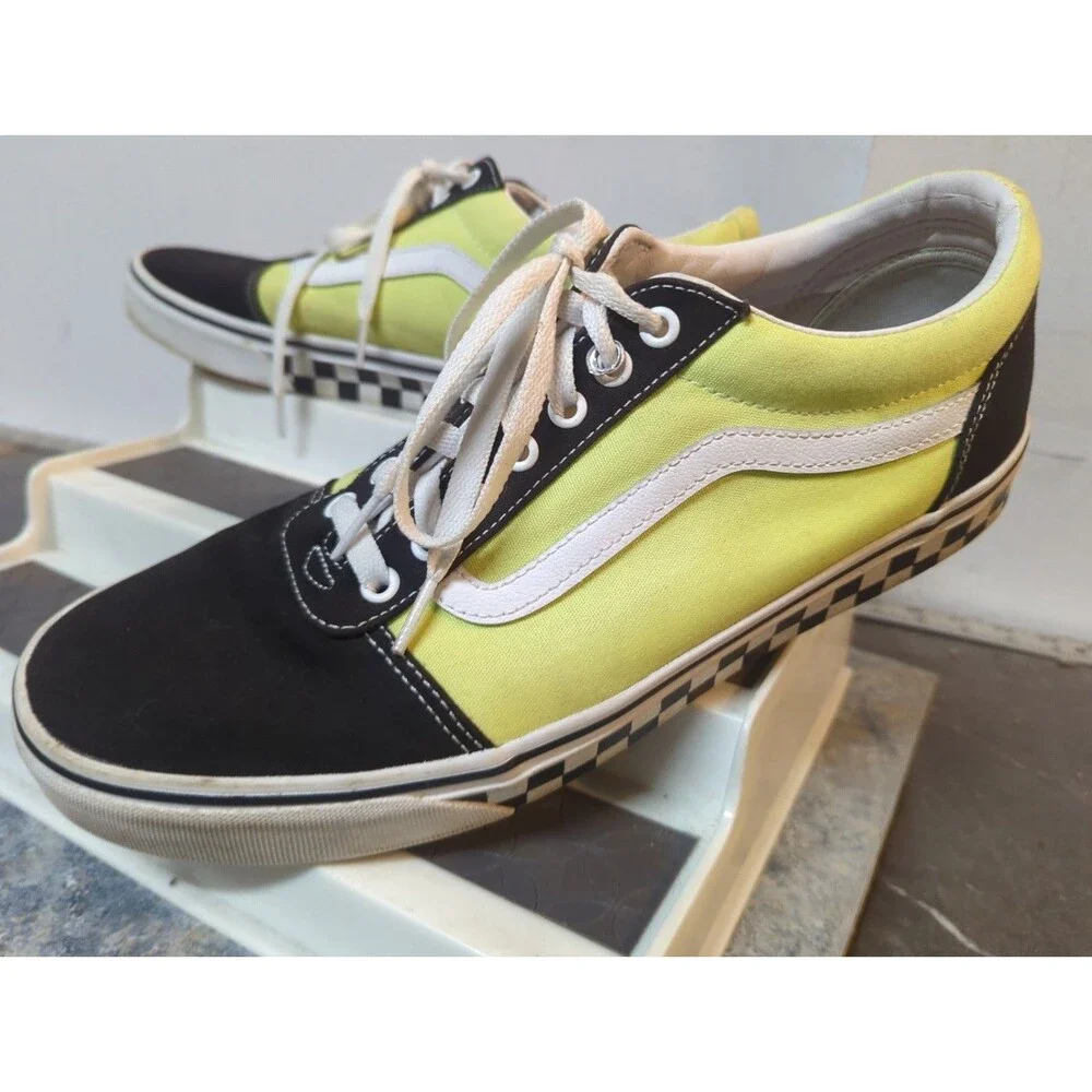 Vintage Vans Tennis Shoe Size 1Men’s US Checkered Sole W/ Lime Green/Yellow